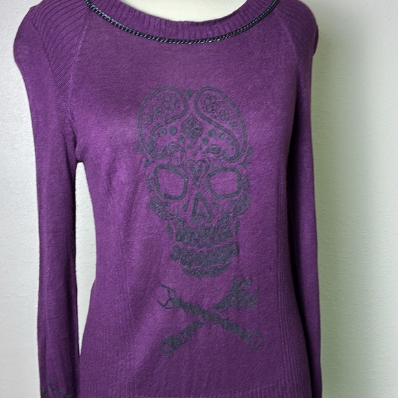 HARLEY DAVIDSON Black Label Collection Women Medium Ribbed Sweater Bikercore Y2K - Picture 2 of 12